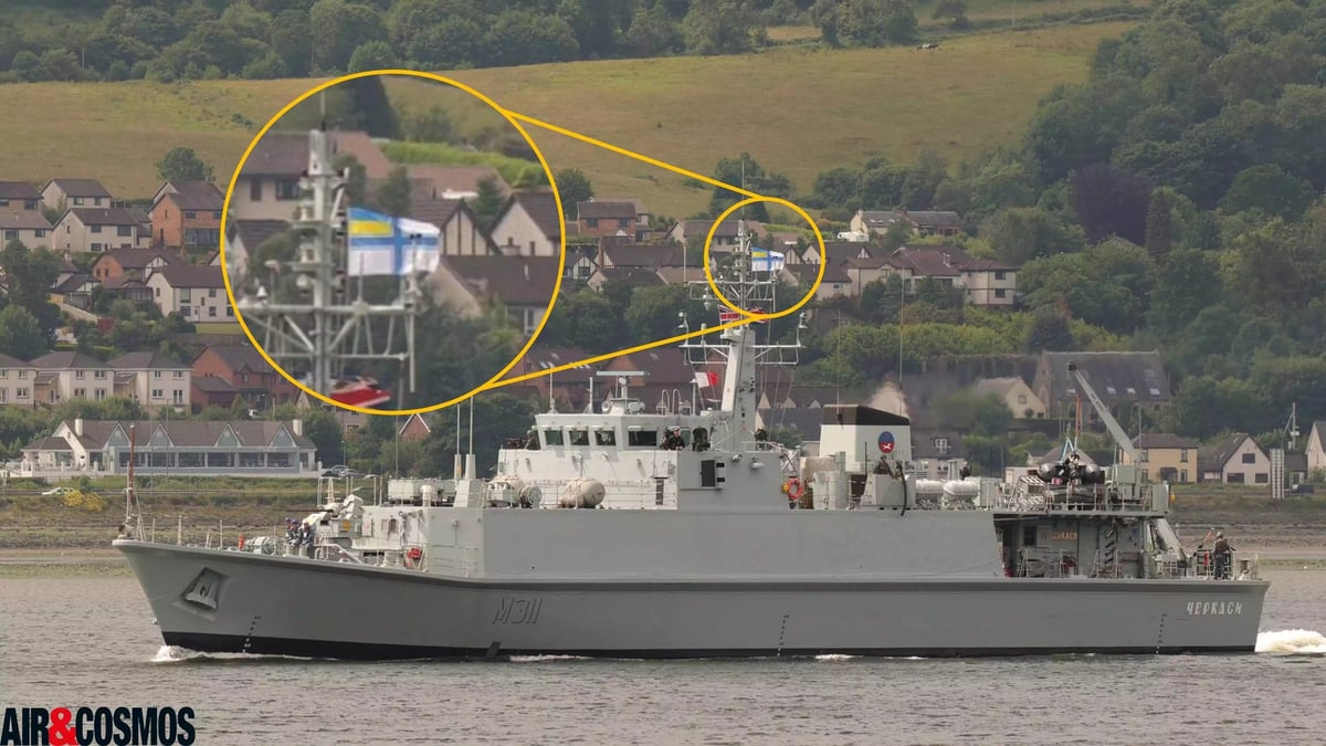 Le chasseur de mines ukrainien Cherkasy durant l'exercice Sea Breeze 2023.