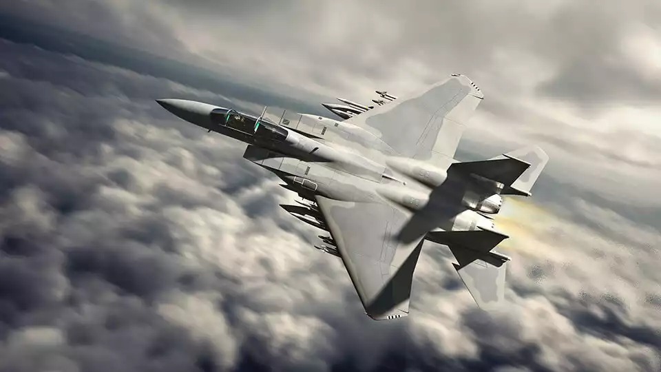 Représentation d'un F-15EX Eagle II en configuration air-air.