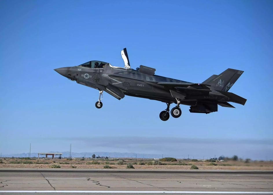 Atterrissage d'un F-35B du USMC sur la base NAF El Centro.