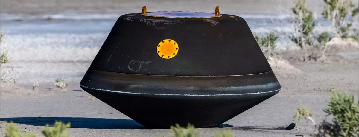 La capsule d'échantillons après son atterrissage dans l’Utah.