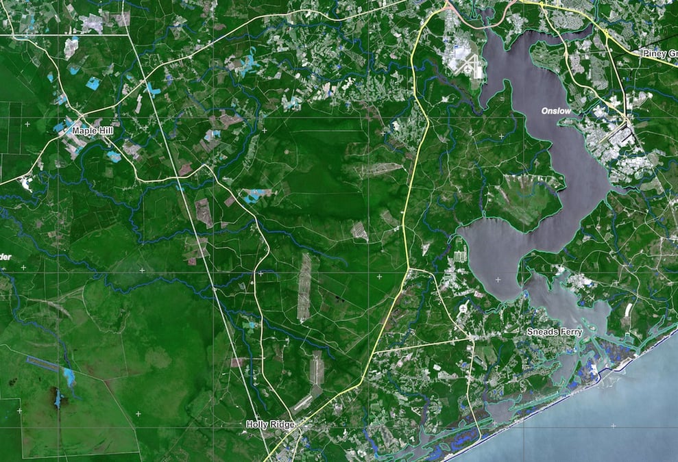 Flooding near Jacksonville, North Carolina.