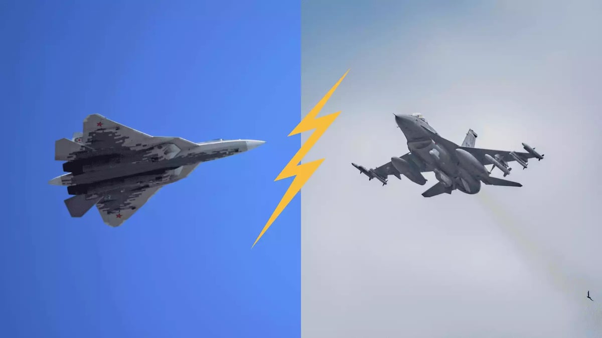 Un Su-57 russe et un F-16 en démonstration.
