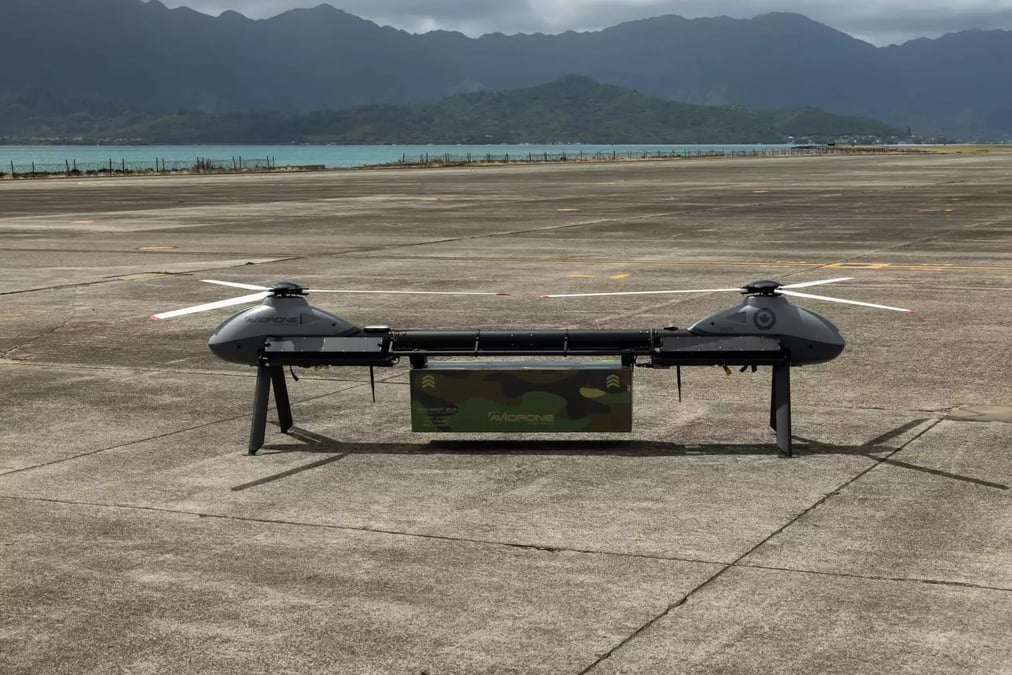 Drone de transport TL210 d'Avidrone Aerospace peu avant sa démonstration lors de la conférence POST-FX.