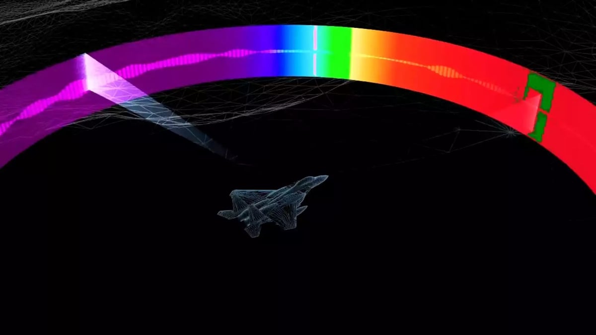 Image de synthèse représentant l'EPAWSS sur un F-15 Eagle.