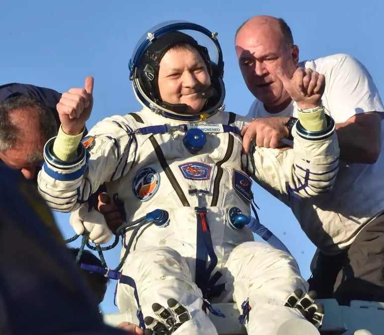 Oleg Kononenko à la sortie du Soyouz MS 25, le 23 septembre.