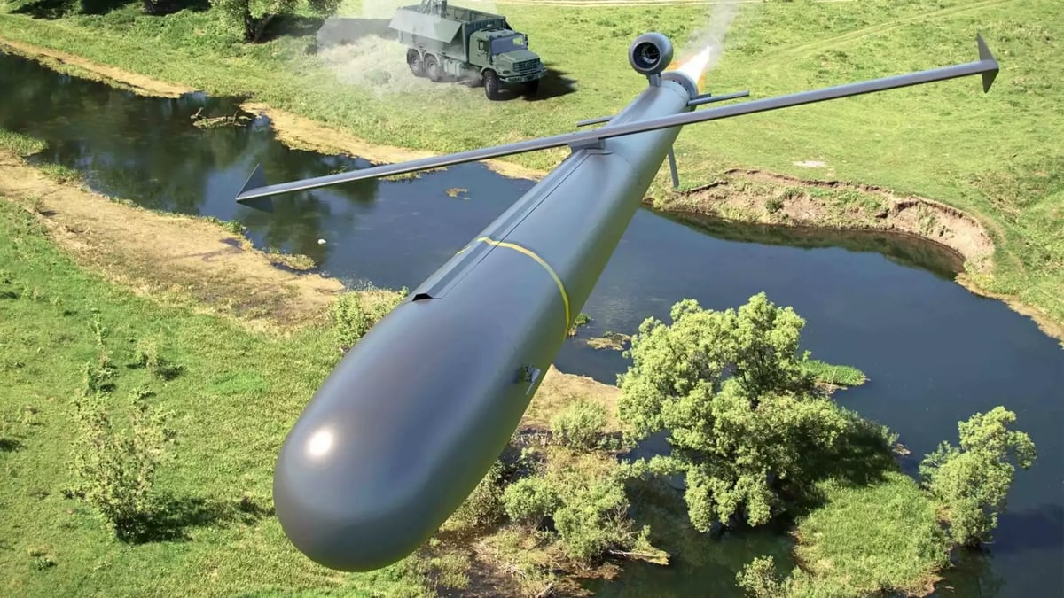 Représentation d'un missile low-cost Crossbow One Way Effector Heavy (Crossbow OWE H).
