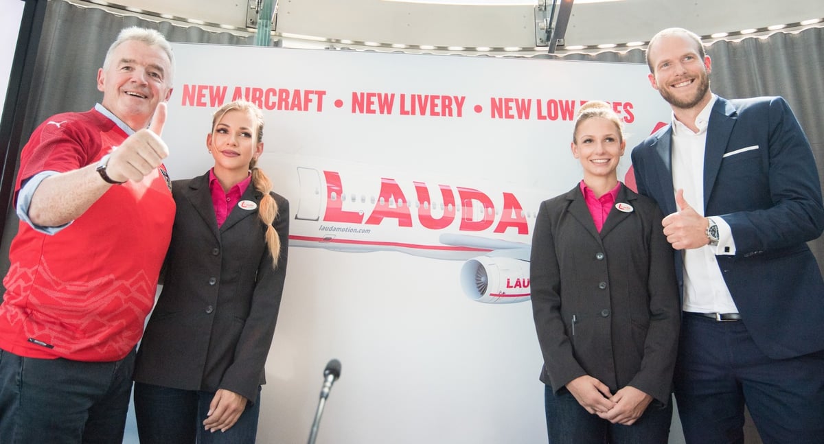 Michael O'Leary, PDG de Ryanair (à gauche) et Christian Euler Rolle, qui prendra la tête de Laudamotion à partir du 1er septembre.