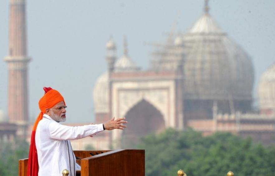 Narenda Modi makes Independence Day speech.