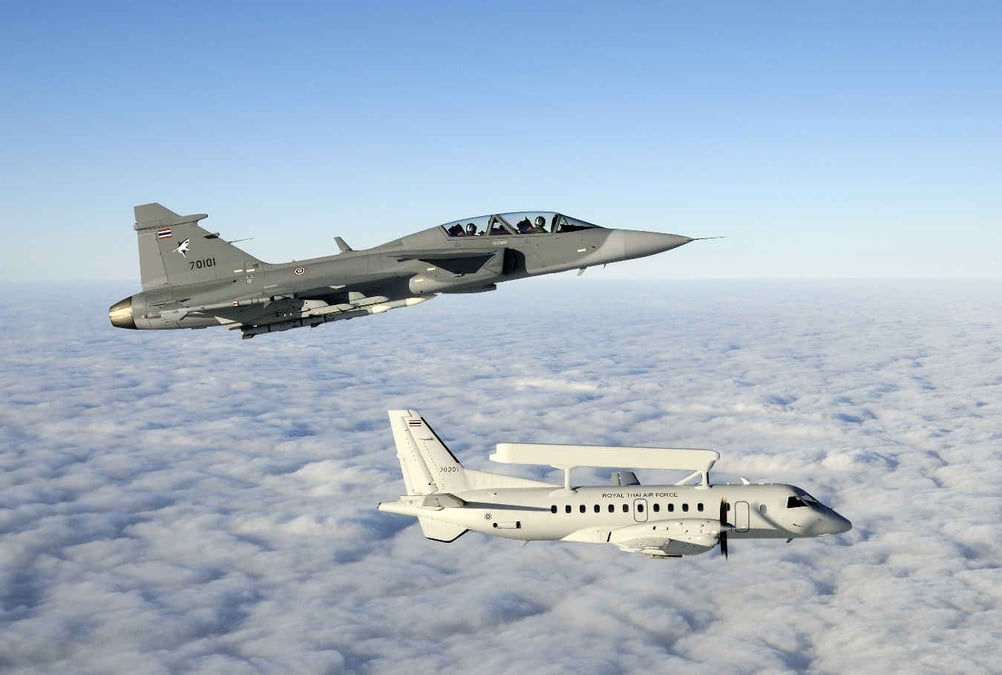 Royal Thai Air Force Gripen and Saab 340 AEW.