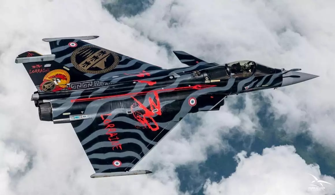 Le Rafale C Rogue Spartan du 3/30 Lorraine, vainqueur de la meilleure peinture lors du NATO Tiger Meet 2022.