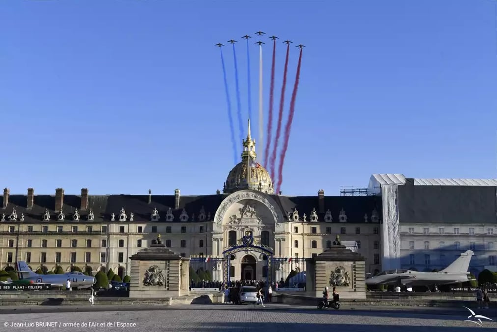 De l'Ouragan au Rafale : 70 ans d'excellence industrielle et opérationnelle aux Invalides.