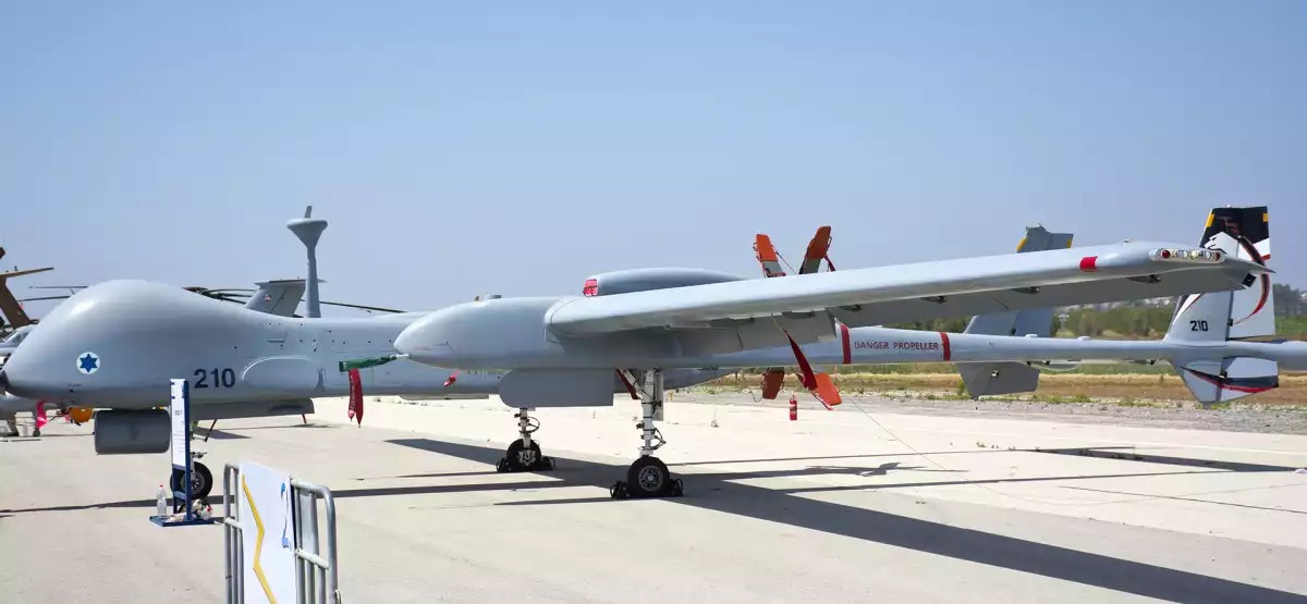 Le drone IAI Eitan présenté lors d'un salon en Israël, en 2017.