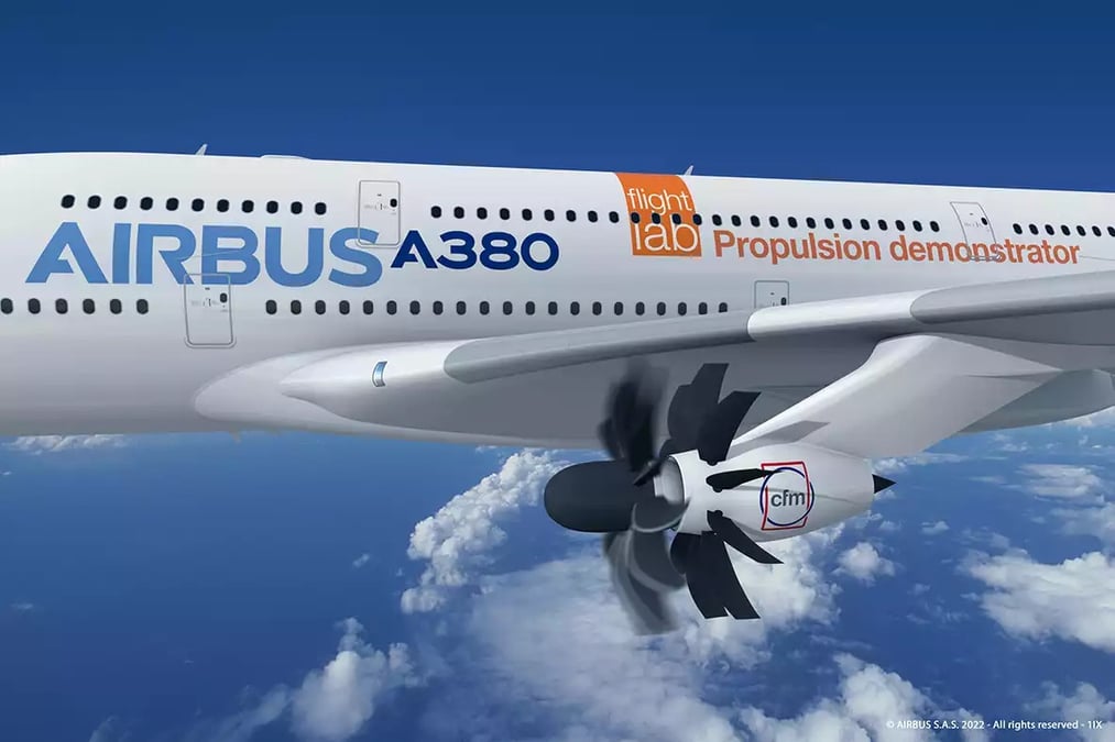 A380 Demonstrator with CFM open fan ©Airbus