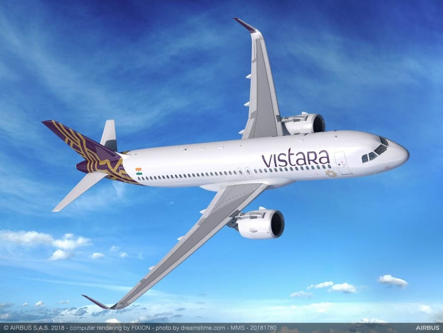 A320neo in Vistara colours.