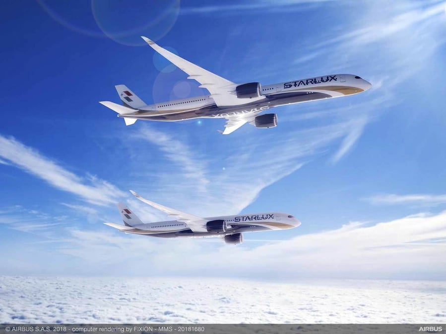 La jeune Starlux s'est engagée sur 12 Airbus A350-1000 et cinq A350-900.