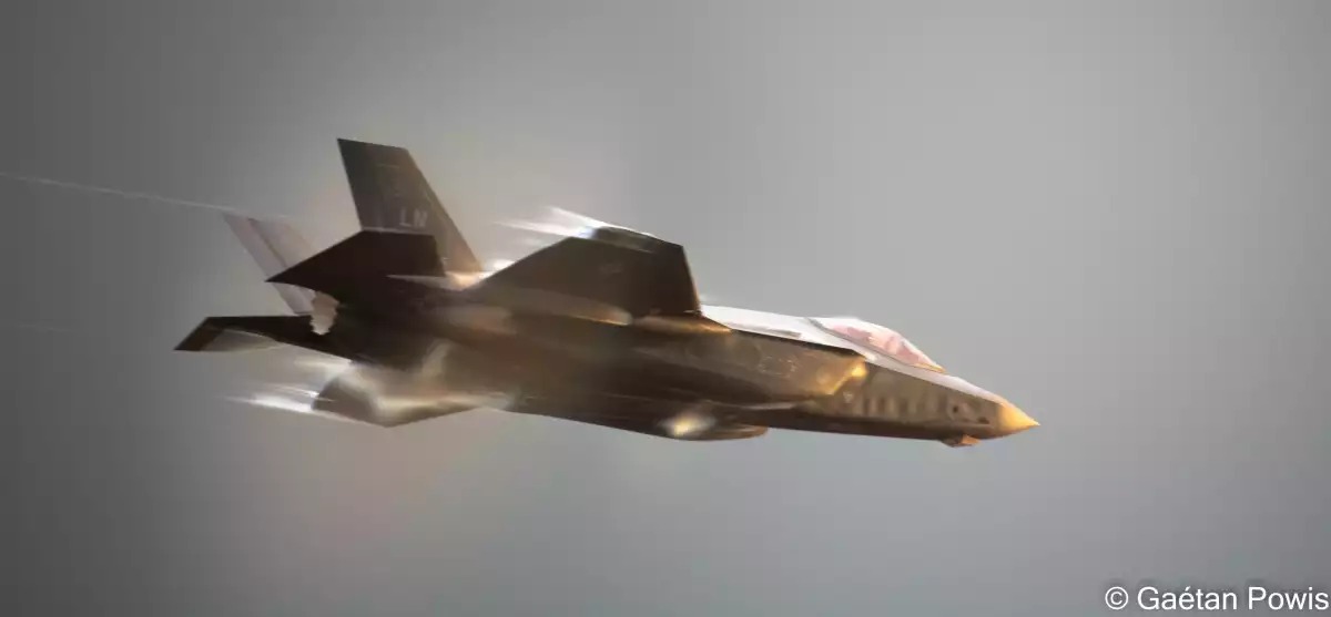 F-35A américain durant une présentation à Sanicole 2022.