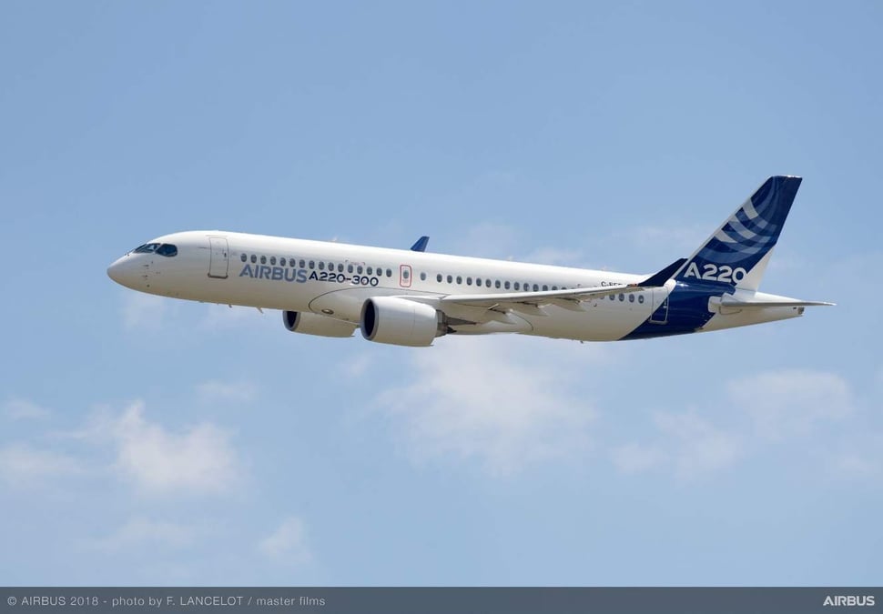 Les Bombardier CS100 et CS300 ont été rebaptisés Airbus A220-100 et A220-300
