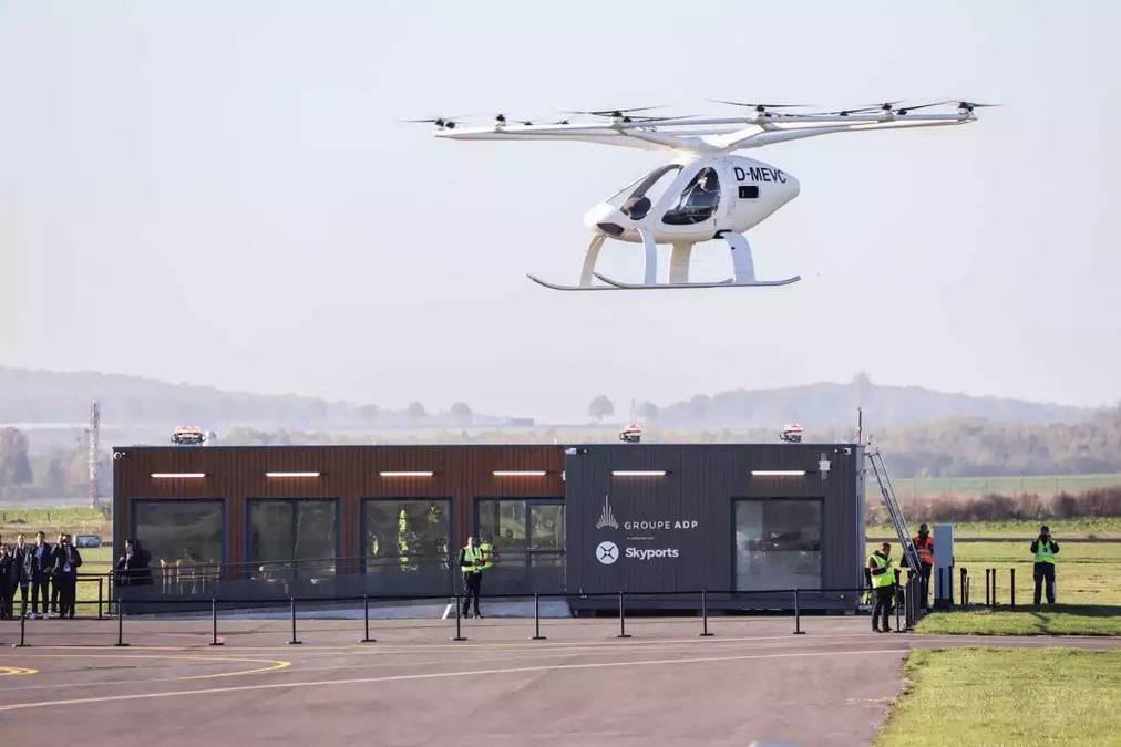 VoloCity de Volocopter sur le terminal vertiport de Pontoise (Groupe ADP, M.Letertre).