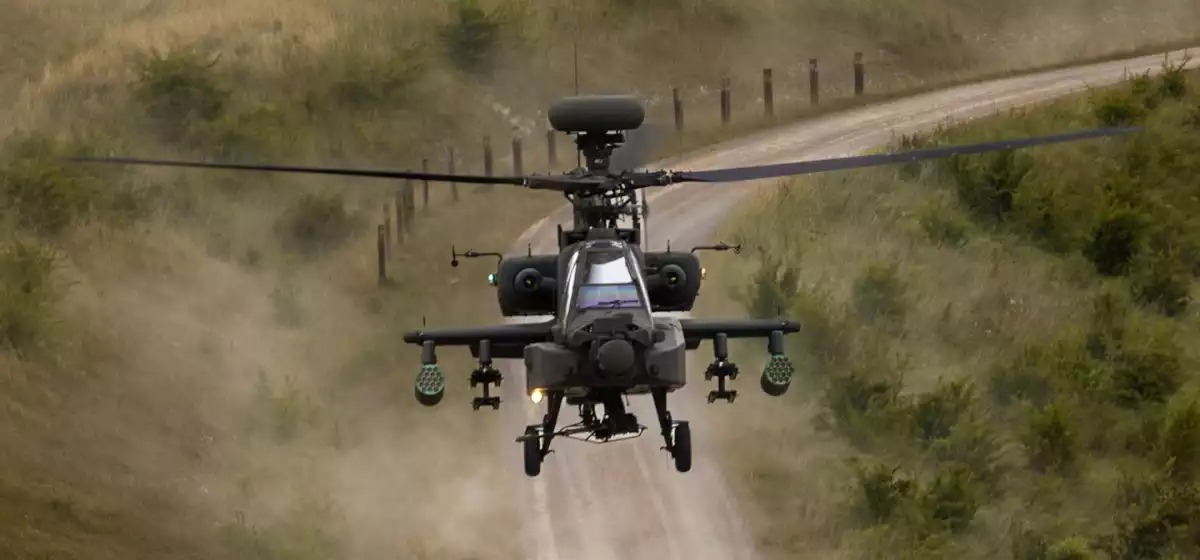 Hélicoptère de combat AH-64E Apache anglais.