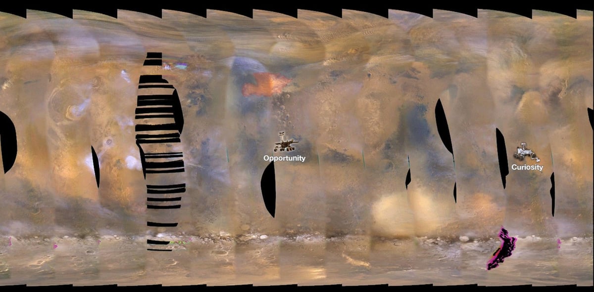 Assemblage d’images effectuées par la sonde américaine MRO