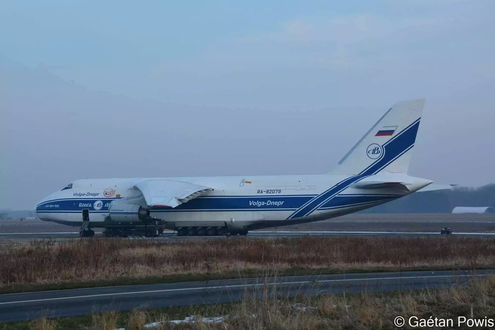 Image d'illustration : An-124-100 de Volga-Dnepr sur la base aérienne de Beauvechain (3 mars 2018).