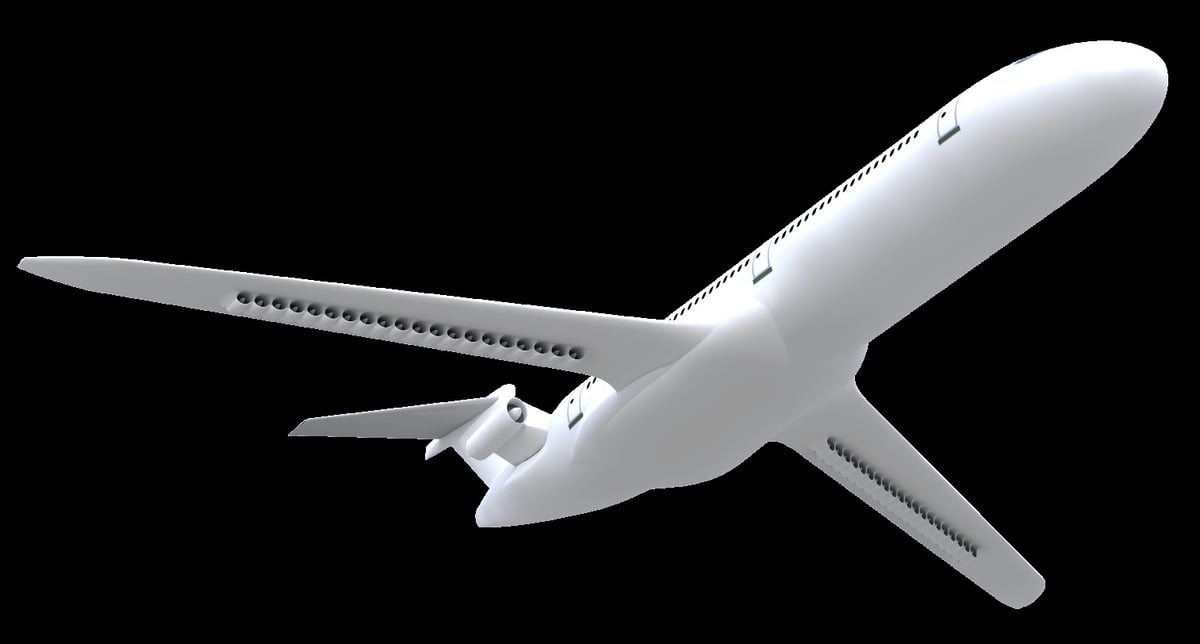 Dragon, le concept de recherche de l'Onera, est motorisé par 40 soufflantes électriques carénées réparties sur l'intrados de voilure, à proximité du bord de fuite.