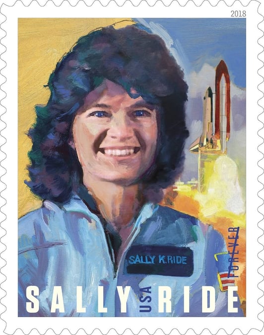 Unvisuel réalisé à partir du portrait officiel de l'équipage de la mission STS-7.