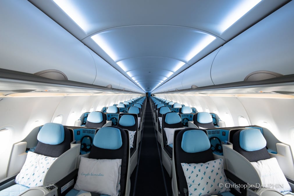 La cabine de l'A321neo de la Compagnie