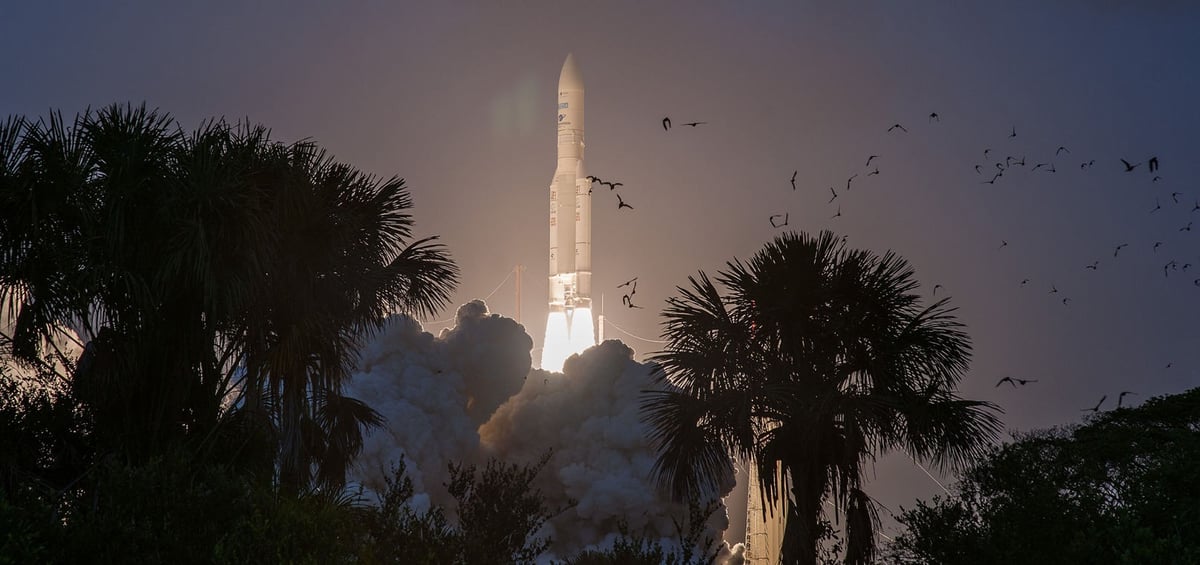 Ariane 5 lifts off on 5th April.