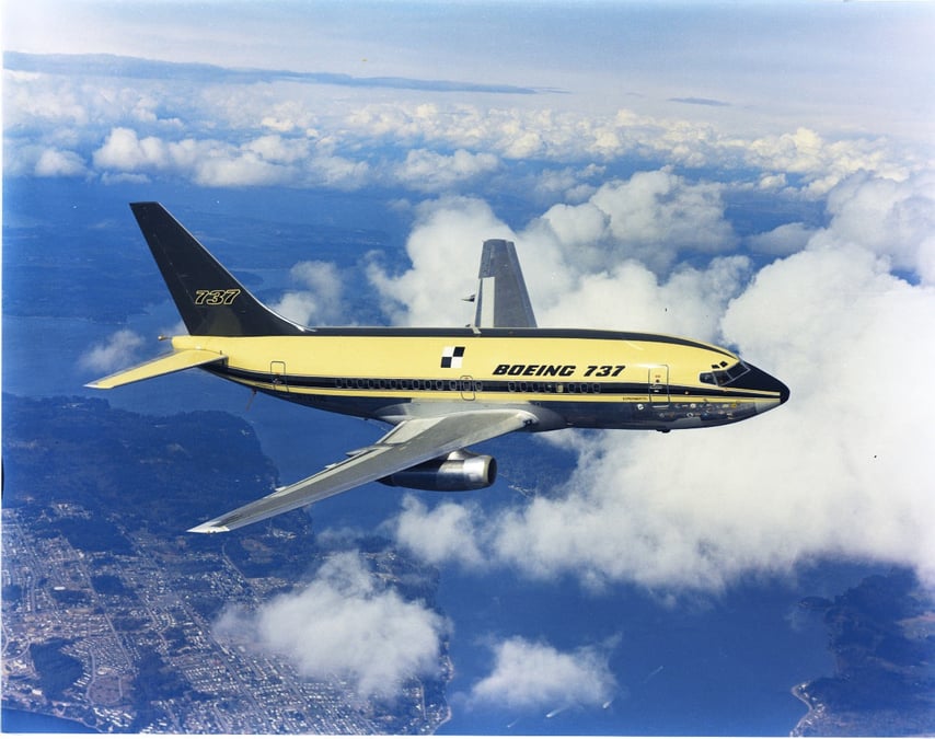 Le premier Boeing 737, dont le premier vol fut réalisé le 9 avril 1967.