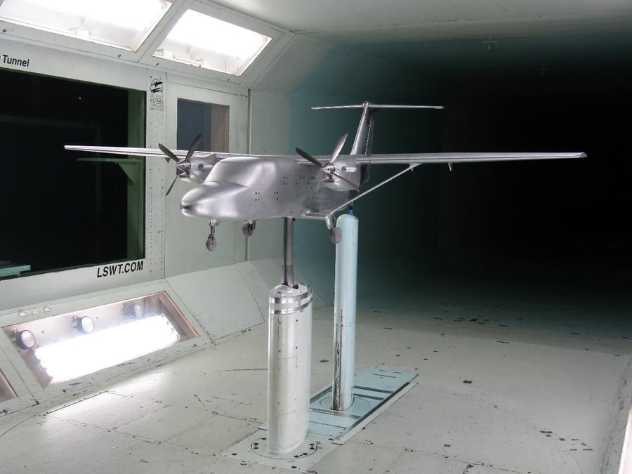 La maquette du futur Cessna SkyCourier, qui est actuellement soufflée en vue de valider le dessin final de l'appareil.