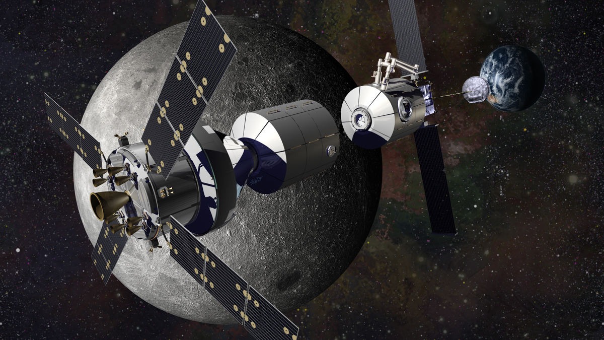 Le projet Deep Space Gateway de la Nasa sur orbite lunaire (illustration d'artiste)