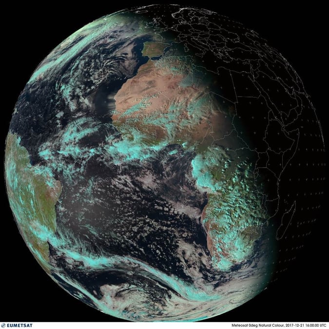 La Terre vue depuis l'orbite géostationnaire le 21 décembr e2017