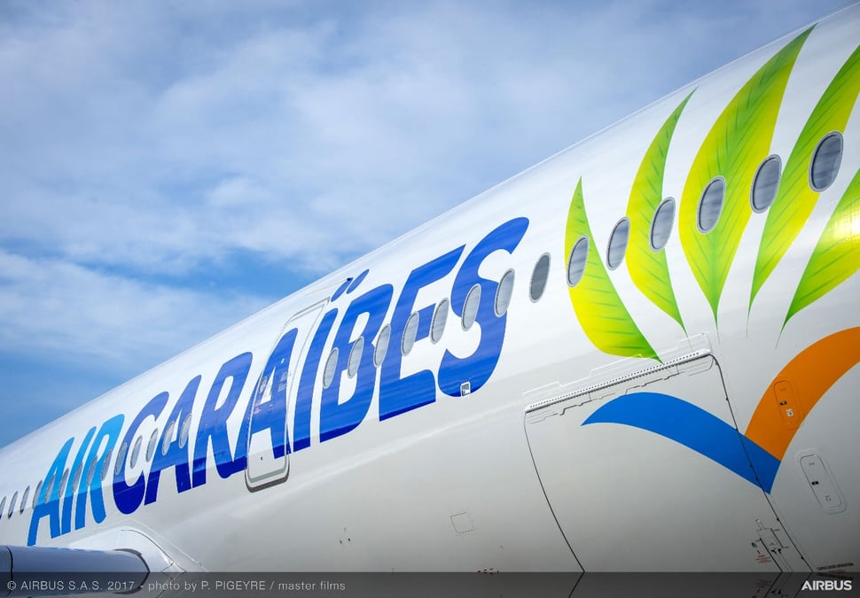 Detail de l'Airbus A350-900 d'Air Caraïbes.