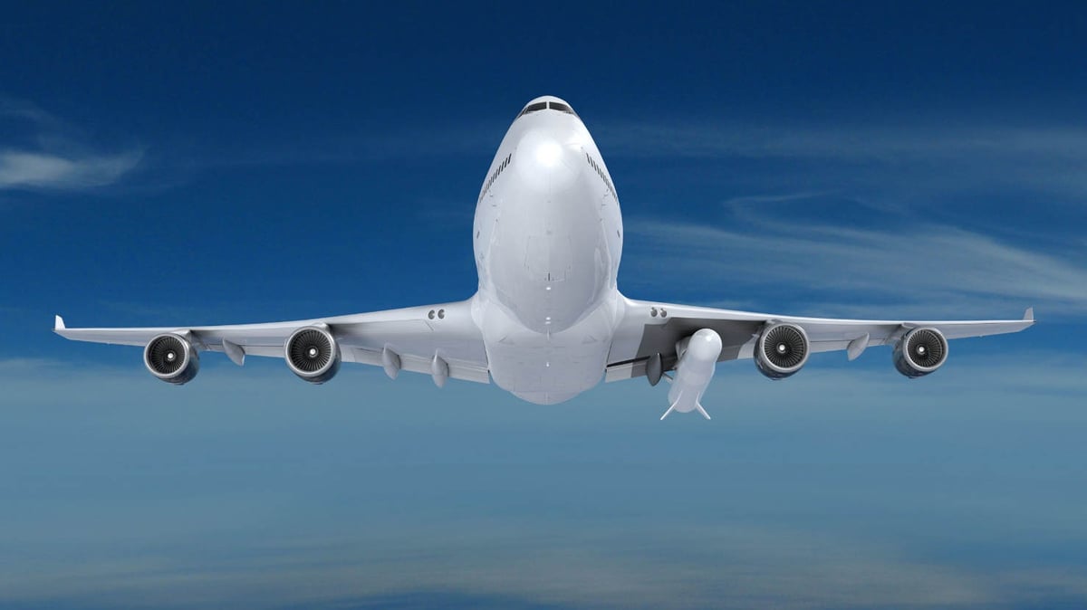 Le LauncherOne est déployé à l'aide du Boeing 747-400 « CosmicGirl ».