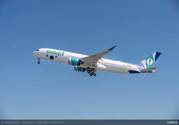 L'Airbus A350-900 d'Evelop Airlines prend 432 passagers en classe unique.