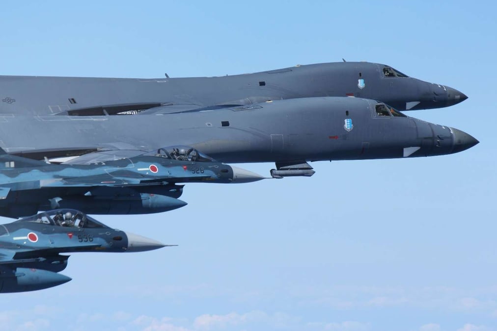 JASDF F-2s and USAF B-1Bs.