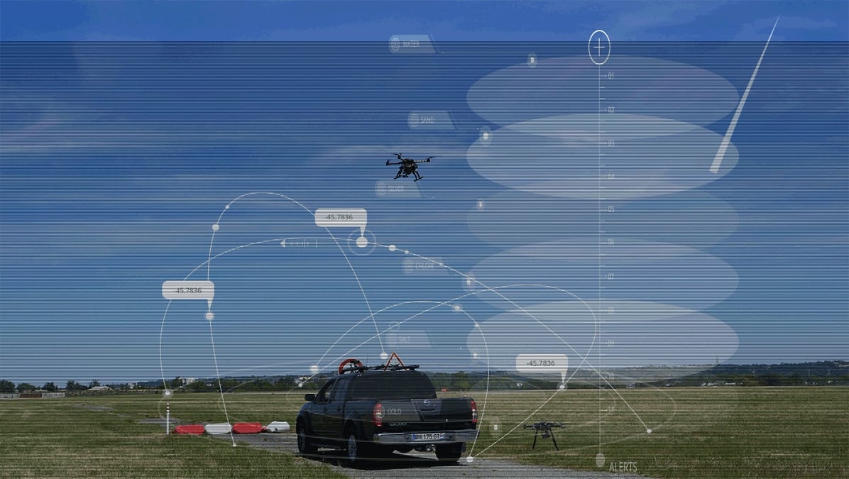 Scalian propose une solution d'inspection de sites, utilisant un véhicule et un drone pour une large récolte d'informations.