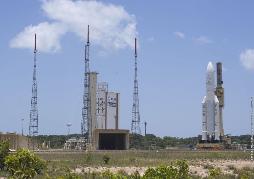 Ariane 5 arrives at the launch pad for flight VA239.