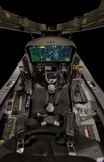Le F-35 bénéficiera en 2019 d'un nouvel écran panoramique tête basse tactile, développé par la filiale américaine d'Elbit Systems. Ici, l'écran actuel.