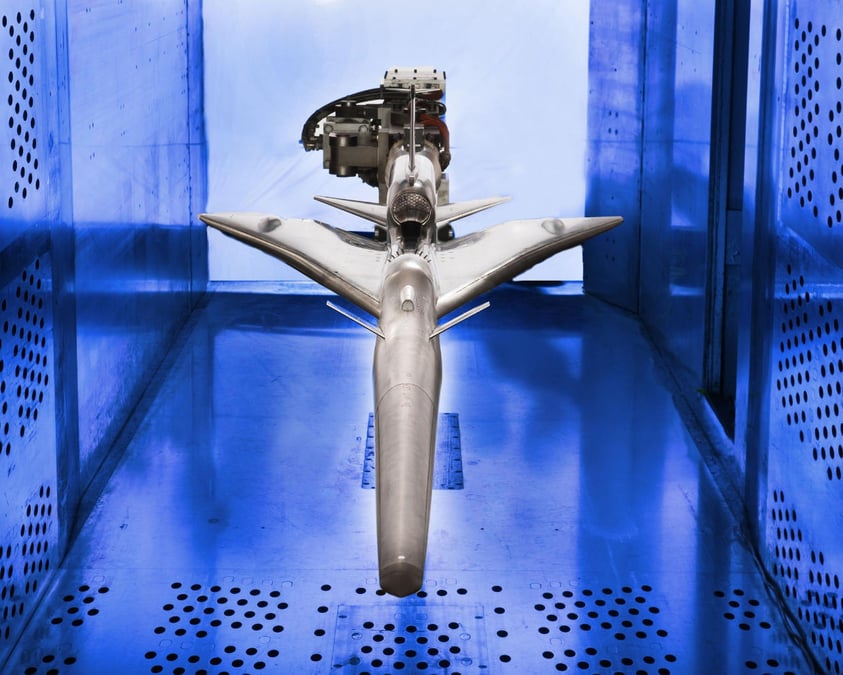 La maquette de soufflerie du LBFD (Low Boom Flight Demonstrator) dont le projet vient de passer la revue de conception préliminaire. L'appareil est destiné à voler en 2021.