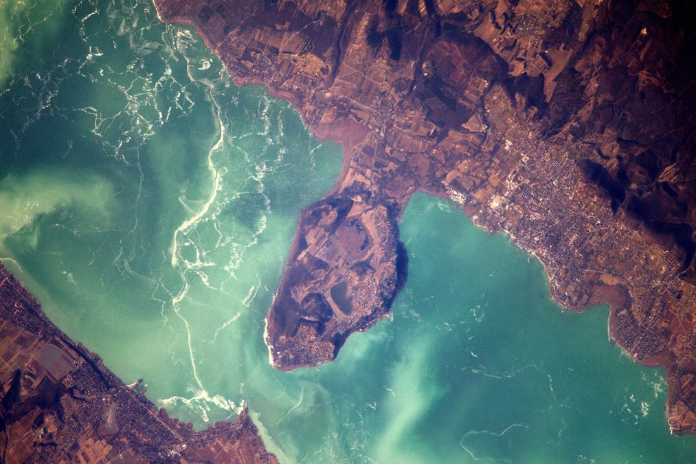 La presqu'île de Tihany, vue depuis l’ISS.