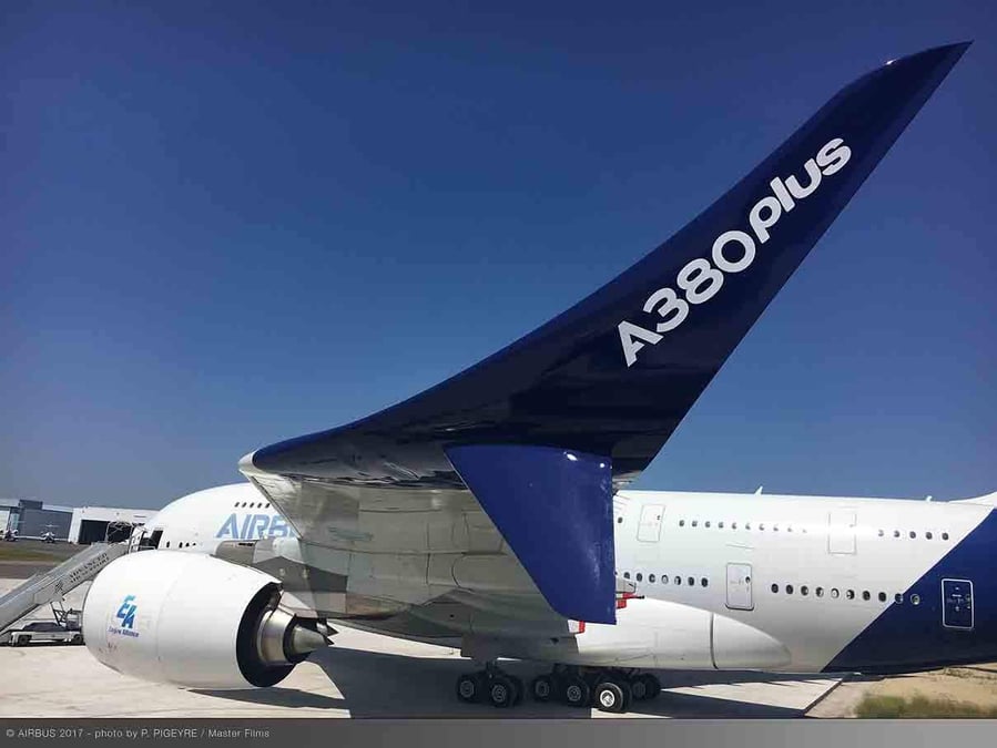 Les nouvelles ailettes marginales de l'Airbus A380 doivent permettre de réduire la consommation carburant de 4 %.