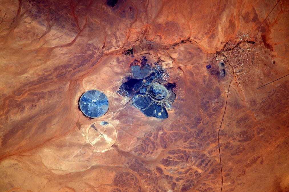 La moughataa d'Akjoujt, en Mauritanie, vue depuis l’ISS.