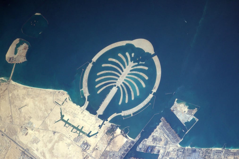 Le palmier Jebel Ali à Dubaï, vue depuis l’ISS.