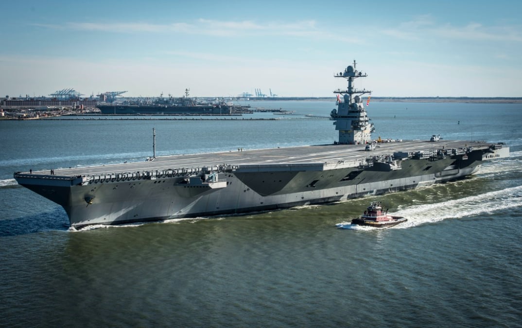Première sortie en mer du futur "USS Gerald Ford".