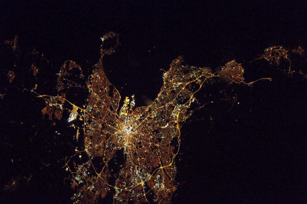 Dublin la nuit, vue depuis l’ISS.