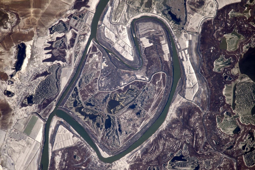 Au-dessus du delta du Danube, vu depuis l’ISS.