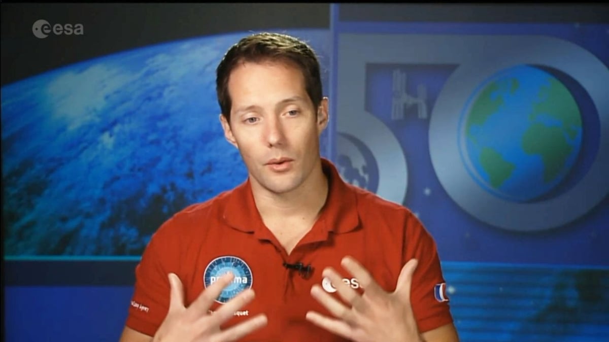 Thomas Pesquet cet après-midi en visioconférence depuis Houston (capture d'écran).