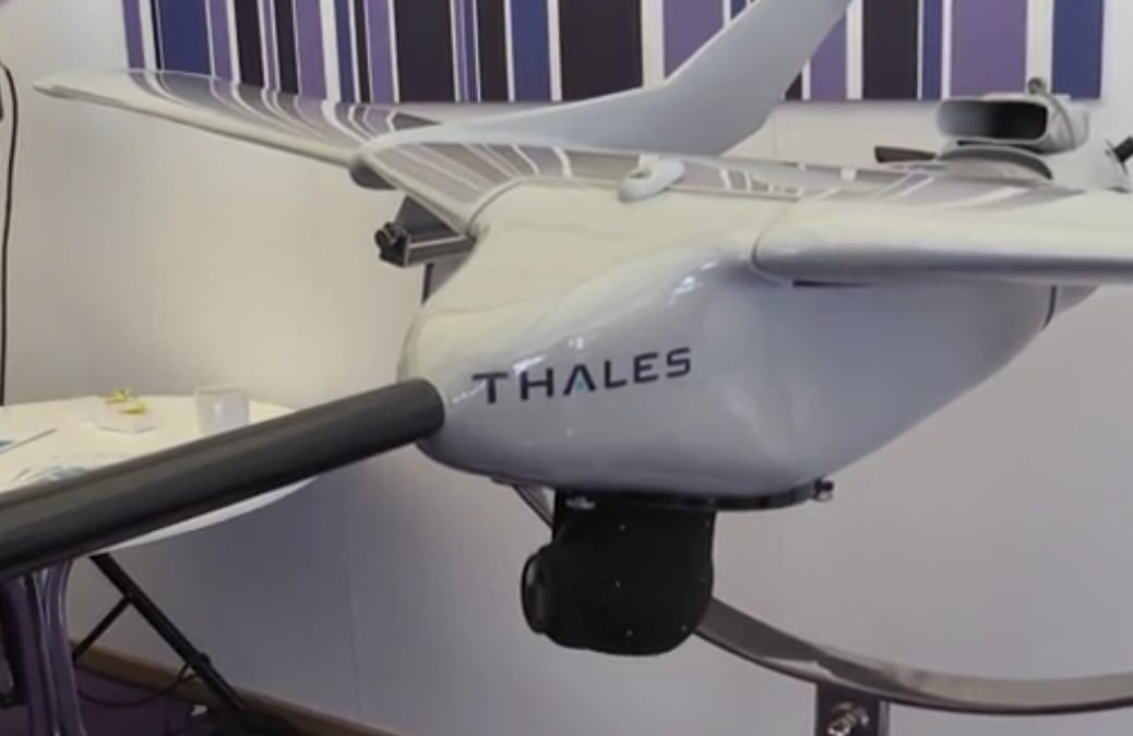 Le drone Fulmar sur le stand Thales de Farnborough